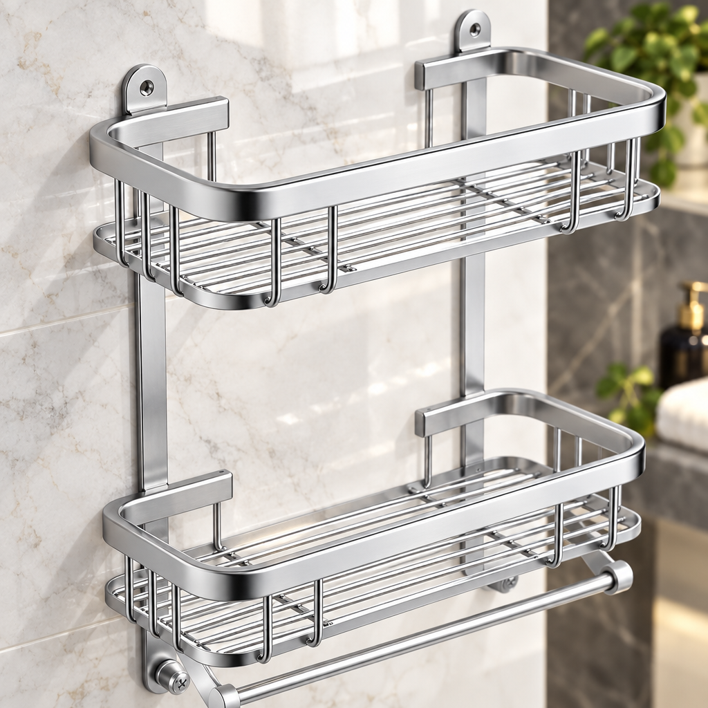 Detail of upper wire basket rail and wall tab