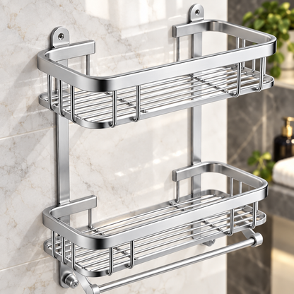 Detail of upper wire basket rail and wall tab