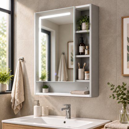 Mirror cabinet in family bathroom