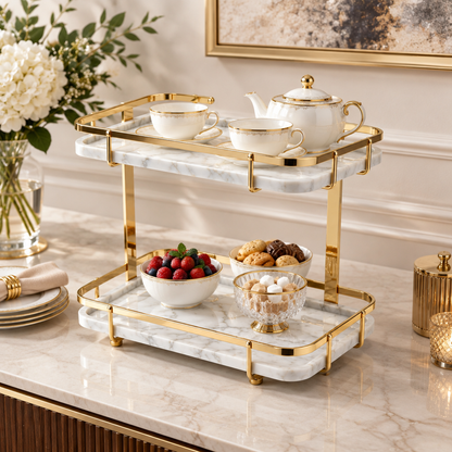 Display stand on dining sideboard