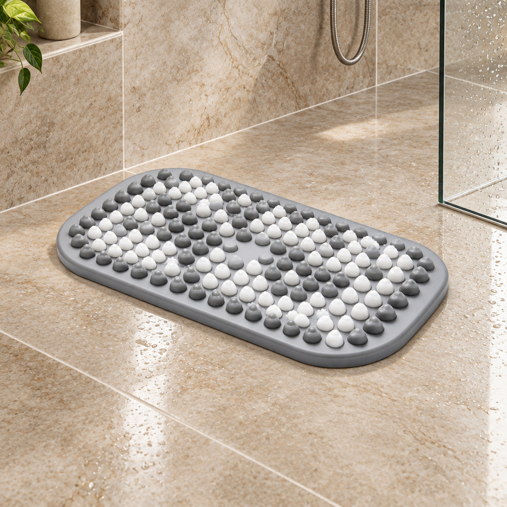 Bath mat in contemporary shower zone